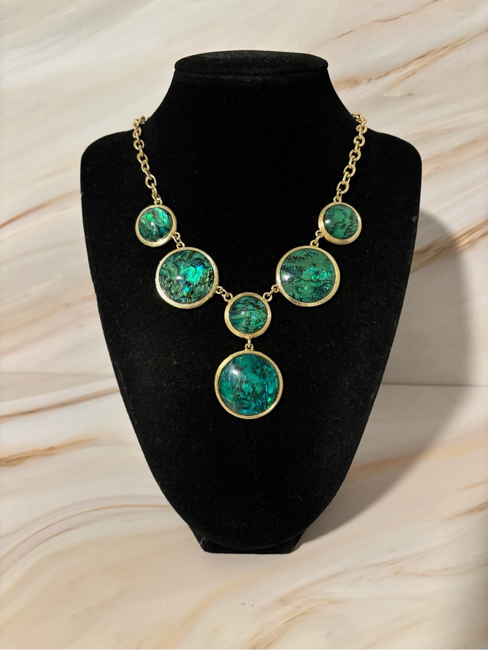 Monet Gold-Tone Abalone Iridescent Necklace 17”+2”